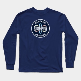 Sure-Pow Gasoline Additive (Redesigned - Dark Blue Worn) Long Sleeve T-Shirt